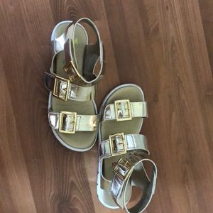 Gold Velcro strappy Rachel Shoes. Been worn once